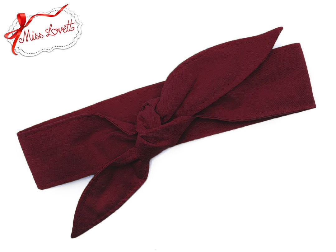 MAE Rockabilly Haarband zum Wenden BORDEAUX Polkadots