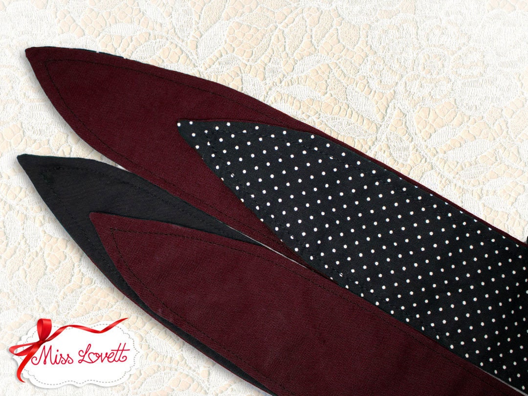 MAE Rockabilly Haarband zum Wenden BORDEAUX Polkadots