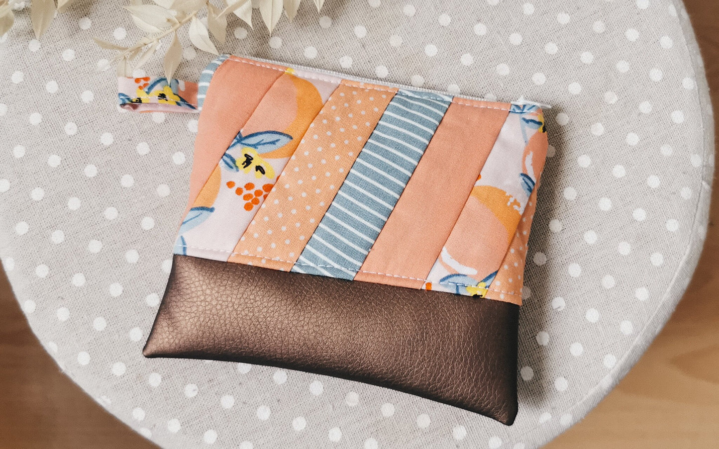 Patchwork Quilt Coin Purse TANGERINES