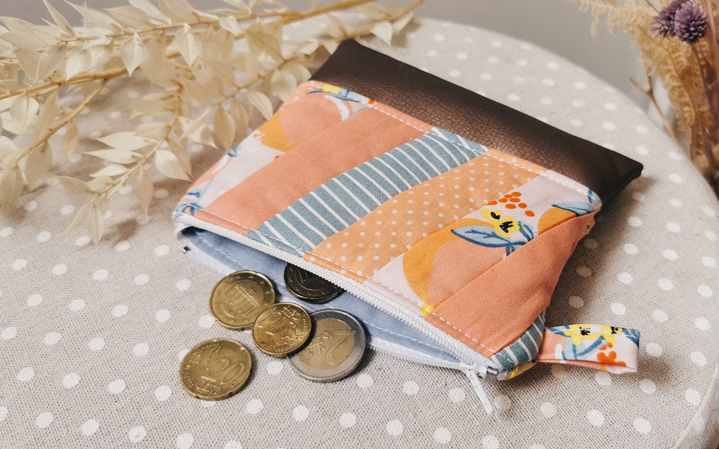 Patchwork Quilt Coin Purse TANGERINES