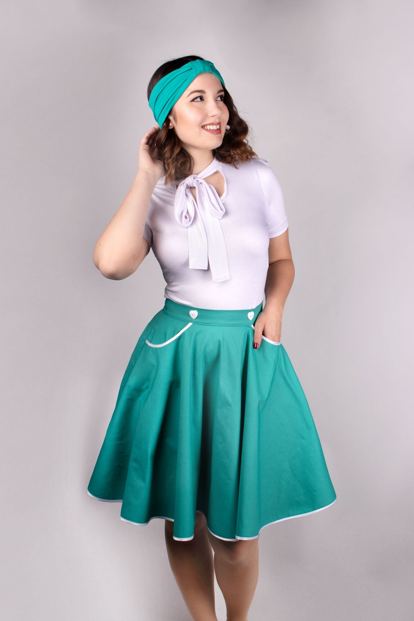 FELICIA_10 Rockabilly Schluppen Longshirt Weiß M
