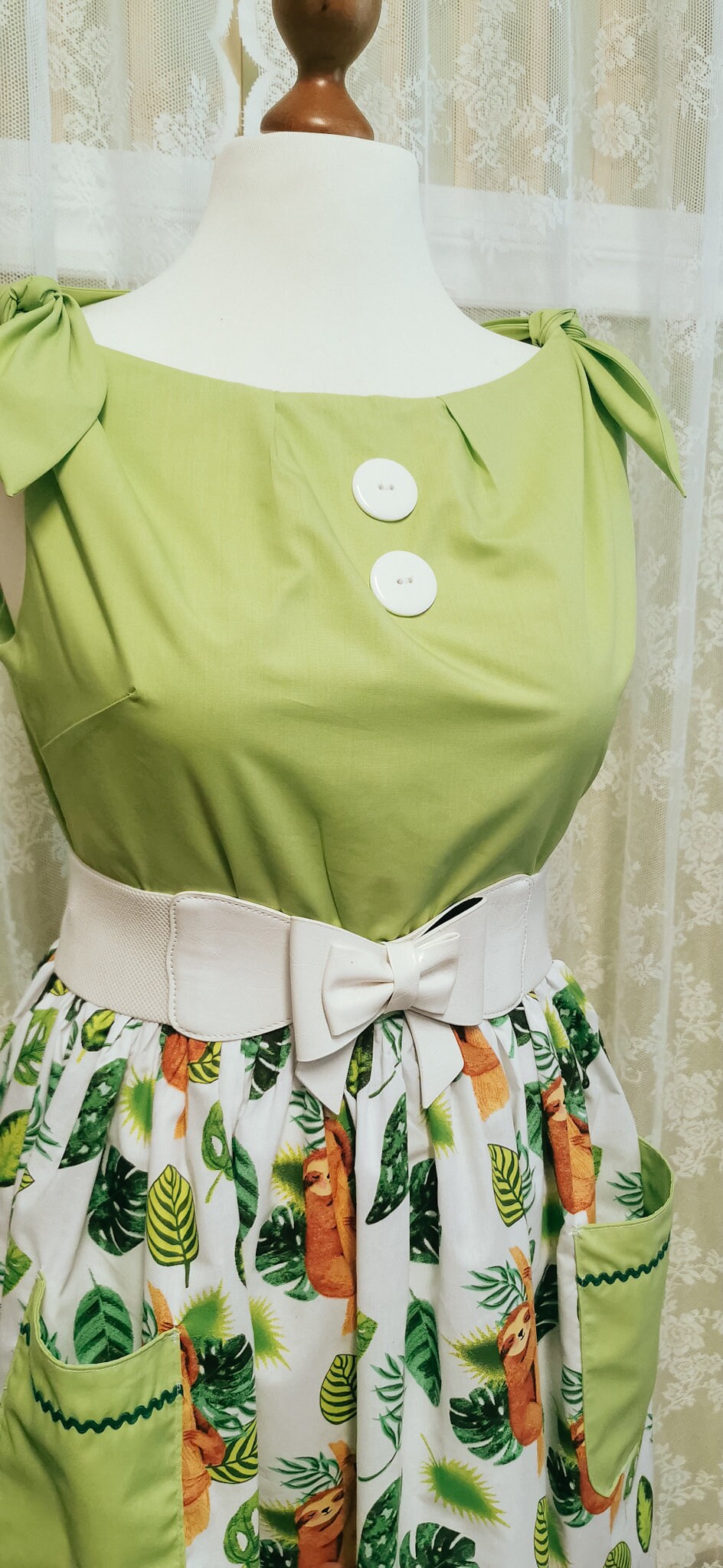 MAISIE_15 50s Swing Kleid FAULTIER Grün mit Taschen | 2XL