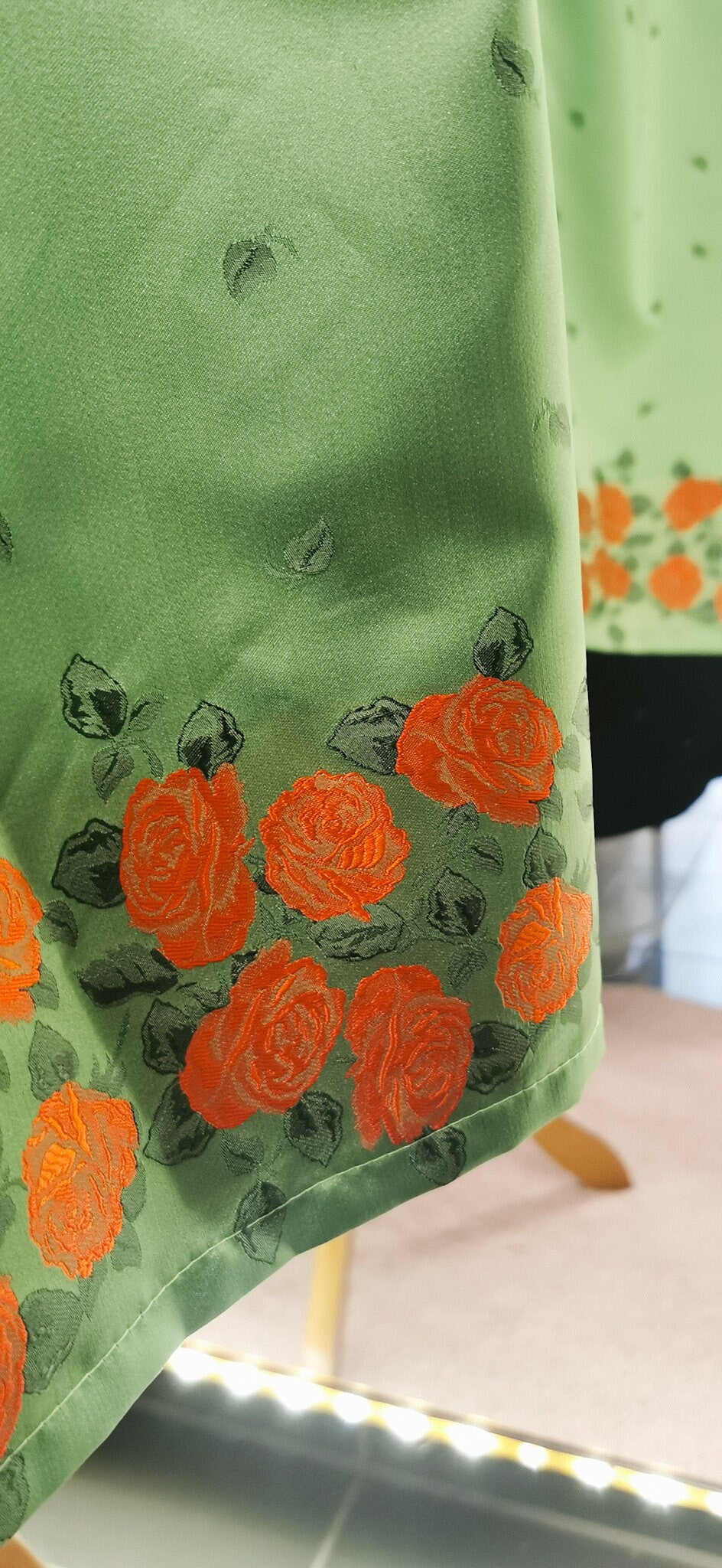MAISIE_16 50s Swing Dirndl Kleid Rot/Grün Rosen mit Taschen | L