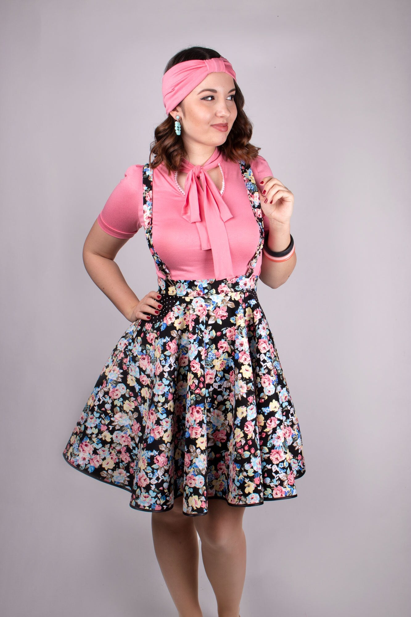 FELICIA_09 Rockabilly Schluppen Longshirt Koralle Pink M