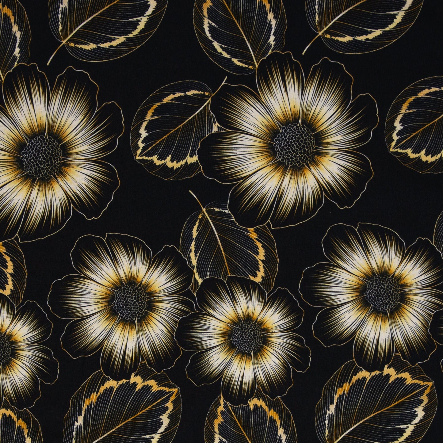 SOPHIE_21 Rockabilly Longsleeve Blumen Petrol/Gold Schwarz Shirt
