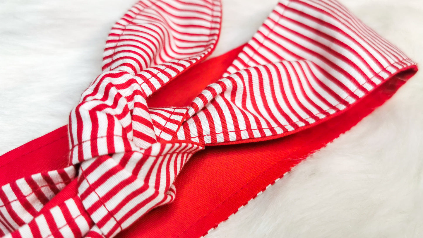 MAE_39 Haarband zum Wenden 2-in-1 Candy Streifen ROT/WEISS