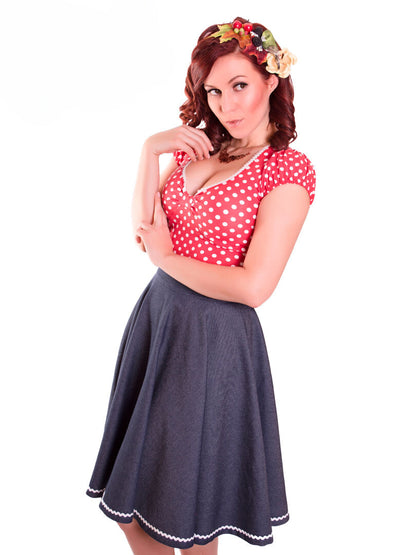 Rotes Polkadot Rockabilly Shirt