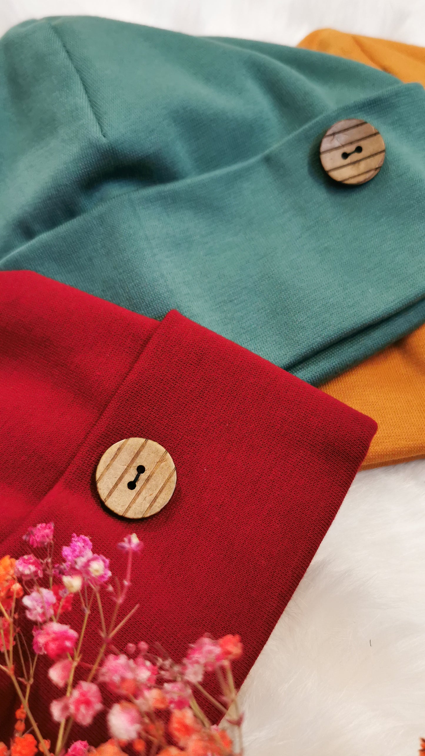 FRANZI Jersey Beanie Mütze mit Knopf in 8 Farben!
