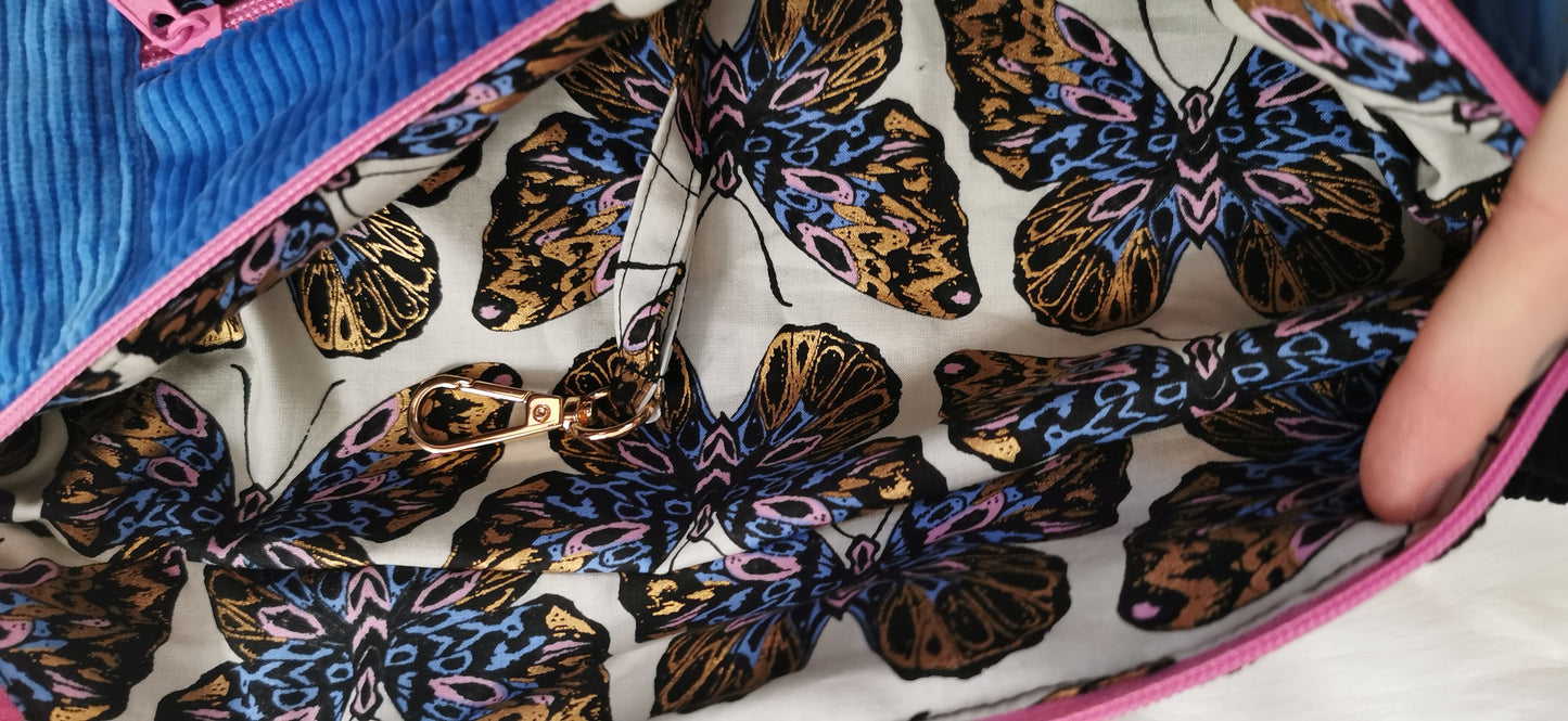 Große Hipbag Bauchtasche Cross Body Bag Cord Schmetterlinge