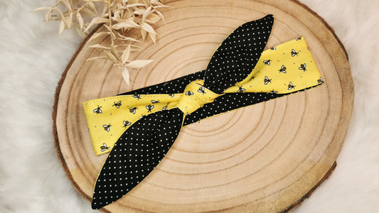 Bandana Haarband mit Bienen & Polkadots Gelb