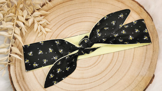 Bandana Haarband mit Bienen & Polkadots Schwarz