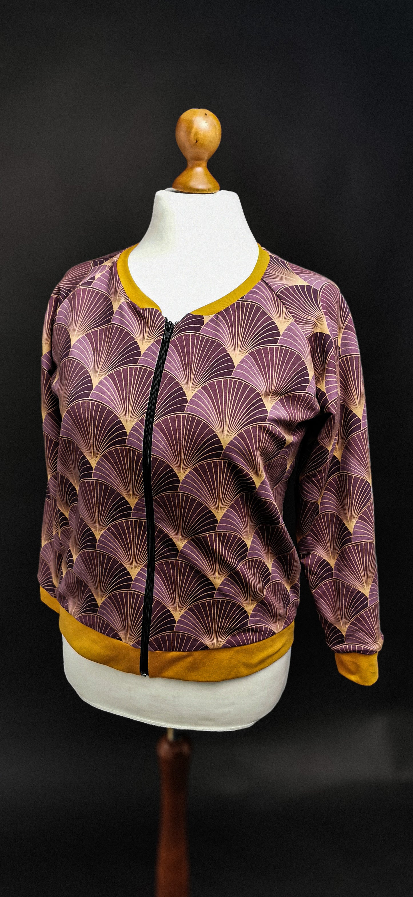 FENNA Blouson Art Deco Fächer Lila/Gold