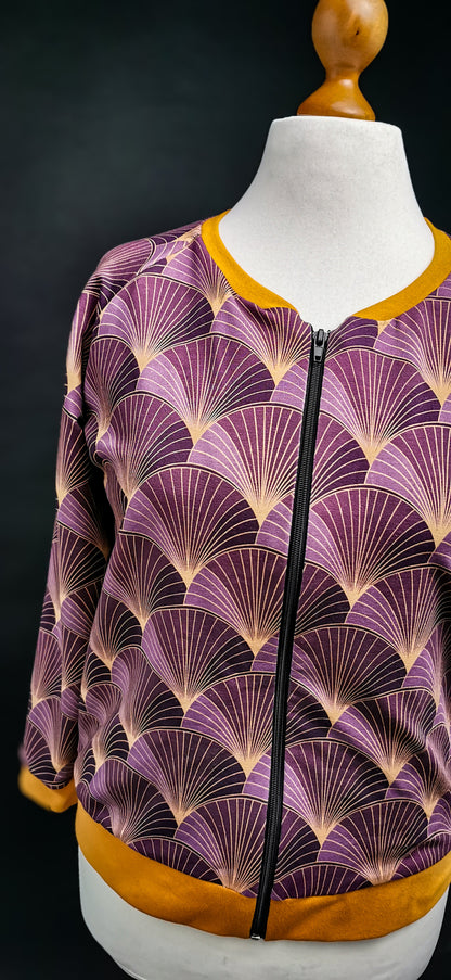 Weicher Blouson Art Deco Fächer Lila/Gold SAMPLE