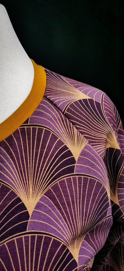 Weicher Blouson Art Deco Fächer Lila/Gold SAMPLE