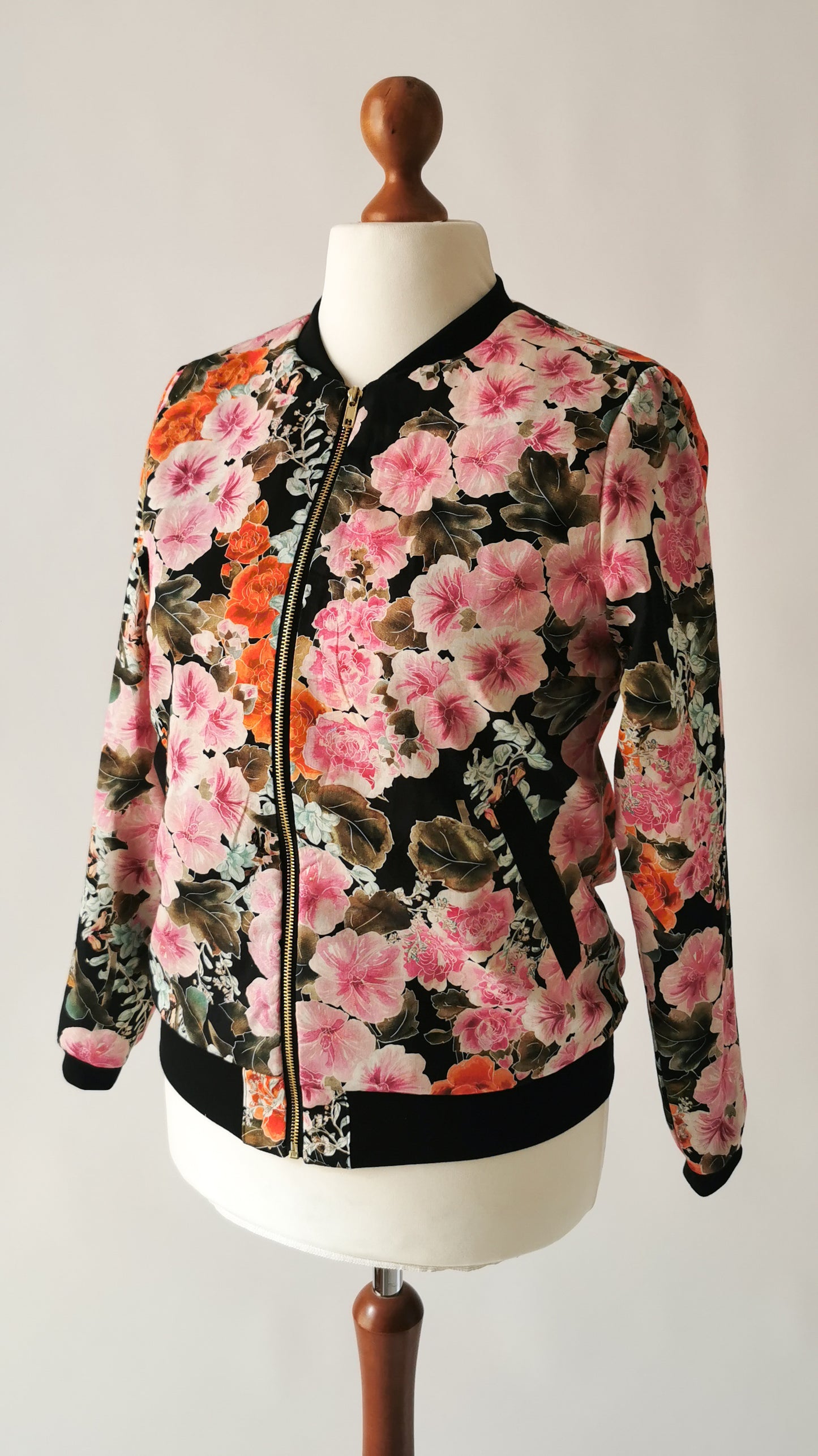 Leichter Blouson Jacke Blumen Rosa/Orange - Limitiert