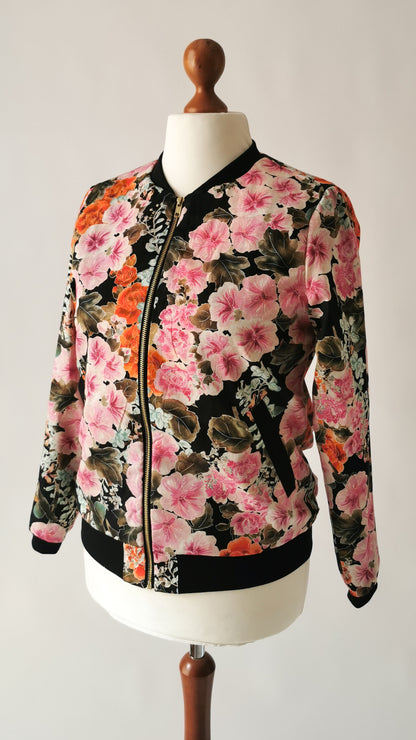 Leichter Blouson Jacke Blumen Rosa/Orange - Limitiert
