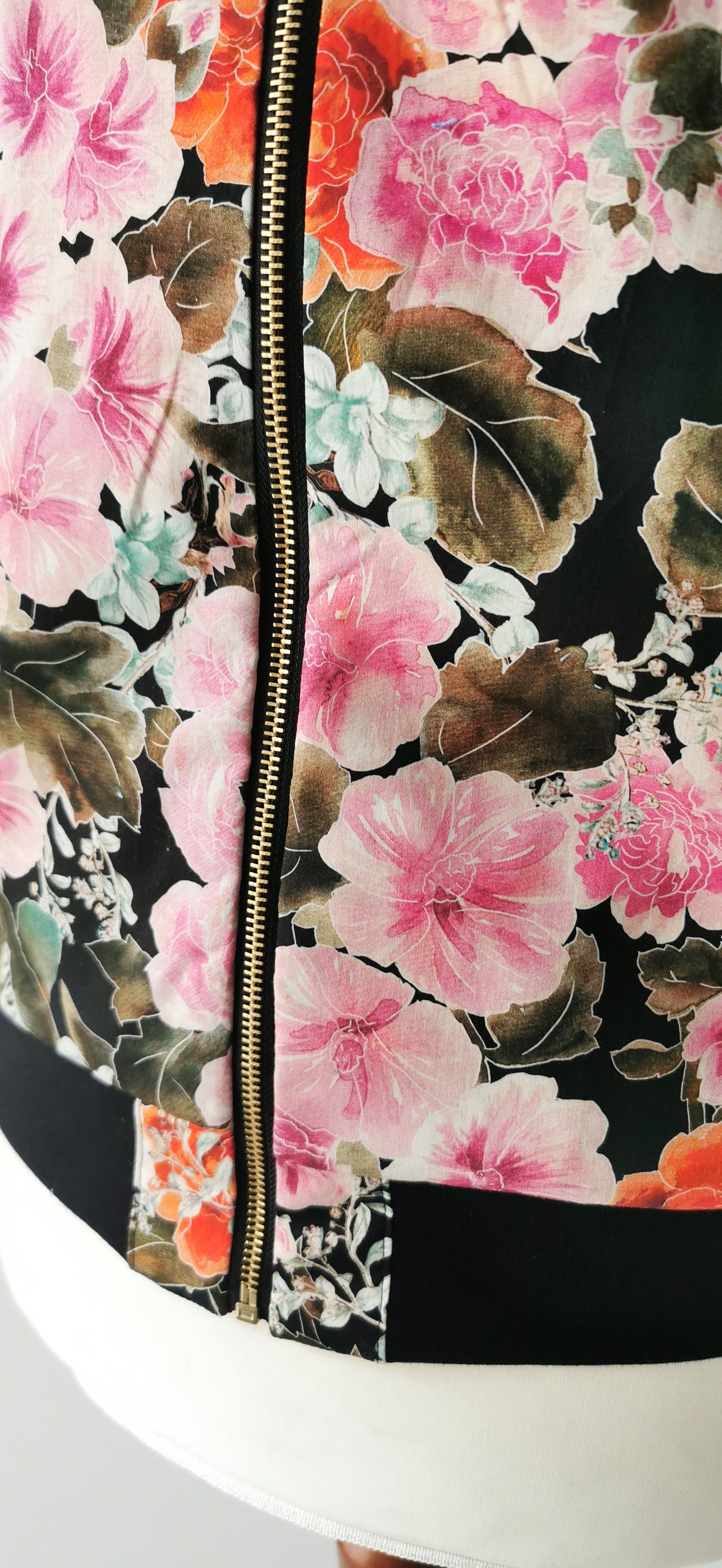 Leichter Blouson Jacke Blumen Rosa/Orange - Limitiert