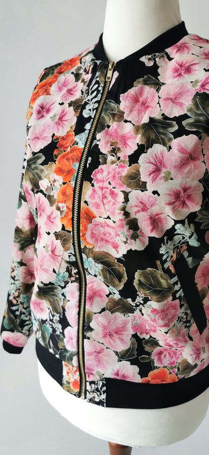 Leichter Blouson Jacke Blumen Rosa/Orange - Limitiert