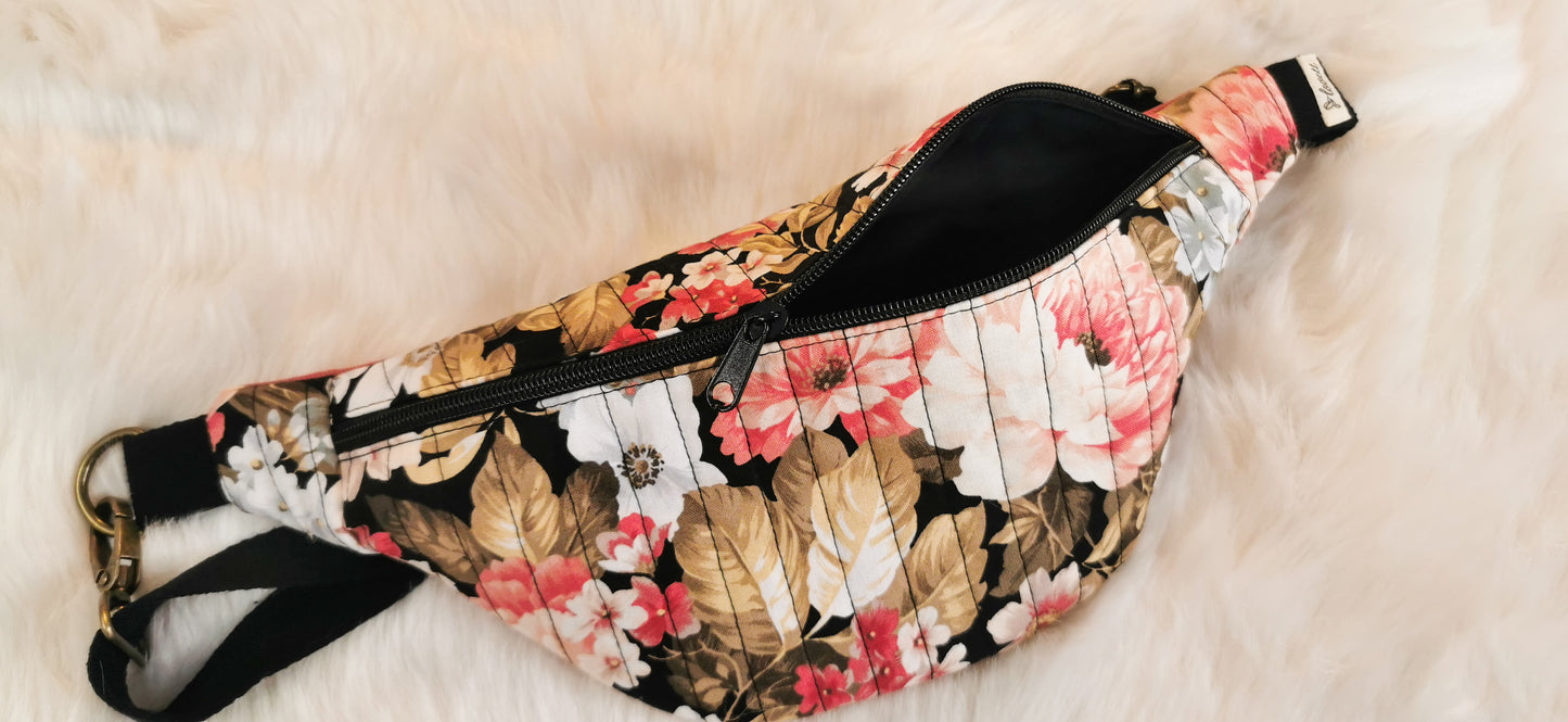 Quilt Hipbag Bauchtasche Cross Body Bag Rosé Blumen