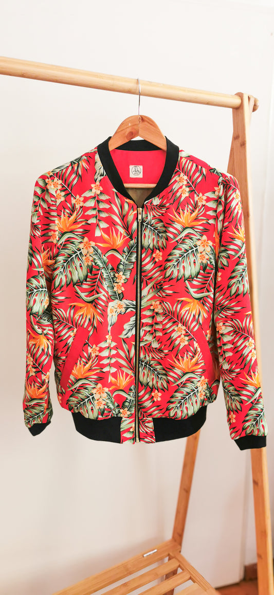Tropische Blouson Jacke Rot