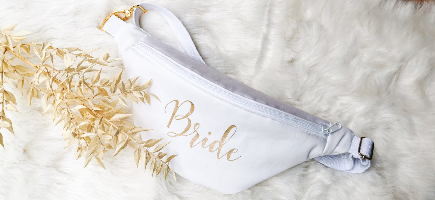 Weiße Braut Tasche Hipbag Bauchtasche BRIDE - indidualisierbar