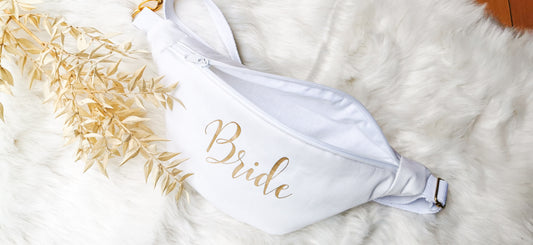 Weiße Braut Tasche Hipbag Bauchtasche BRIDE - indidualisierbar