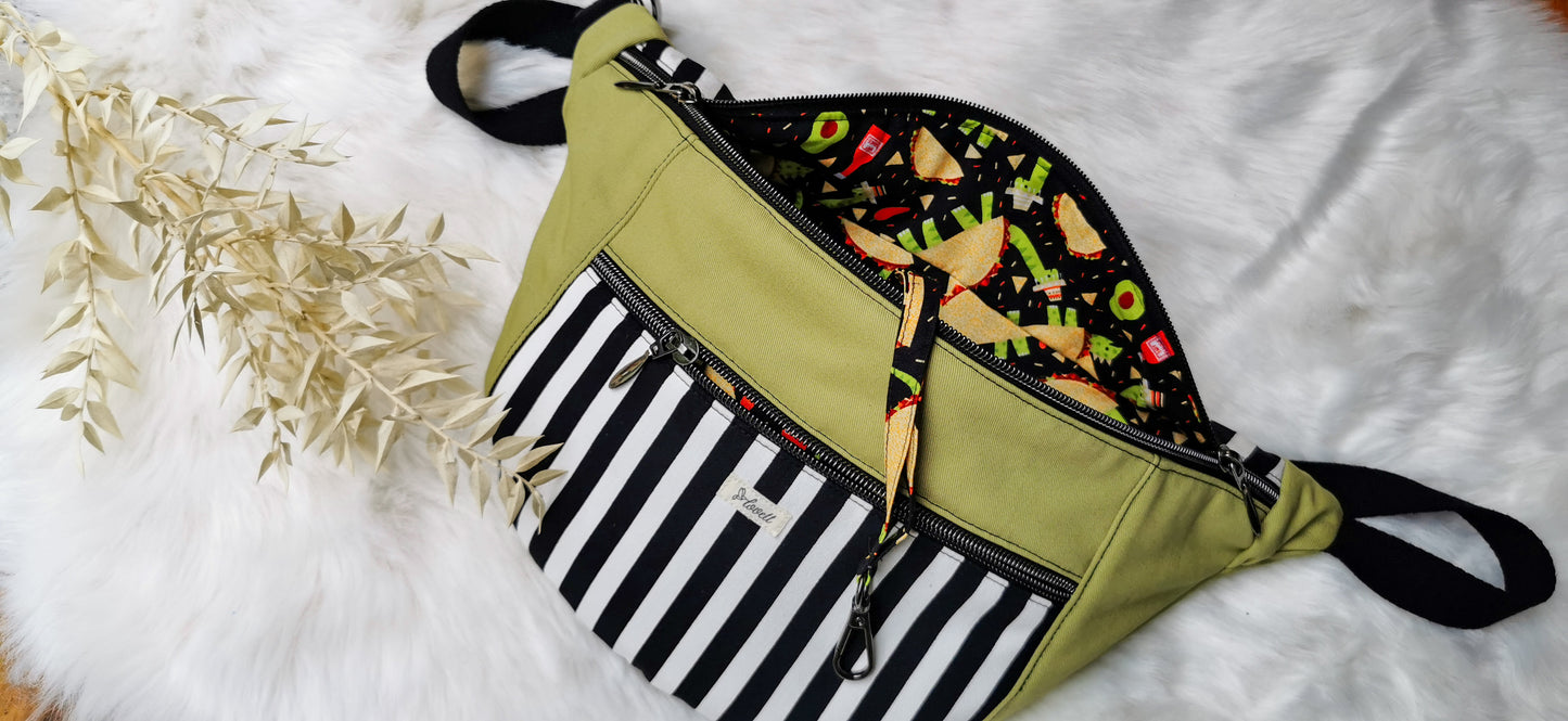 Große XL Tasche Canvas Cross Body Bag Streifen - 3 Farben