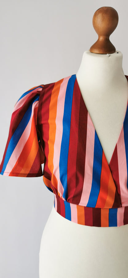 Sommertop aus Baumwolle zum Binden Colorful Stripes
