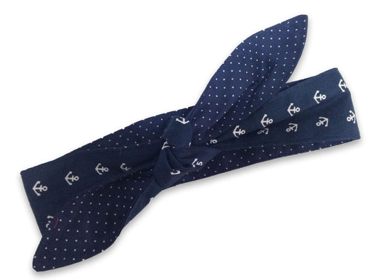 MAE_51 Wende Bandana Haarband Navy Anker Polkadots