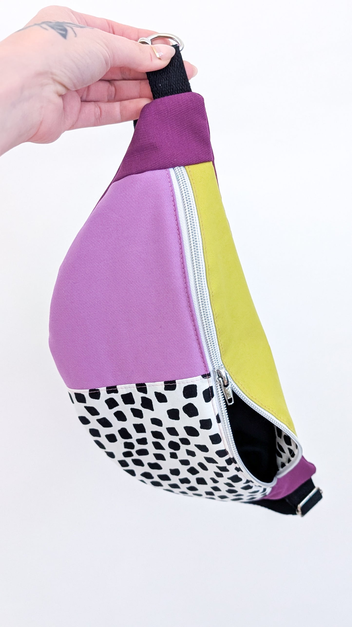 80s Hipbag Bauchtasche Cross Body Bag Tupfen Pastell Lavendel
