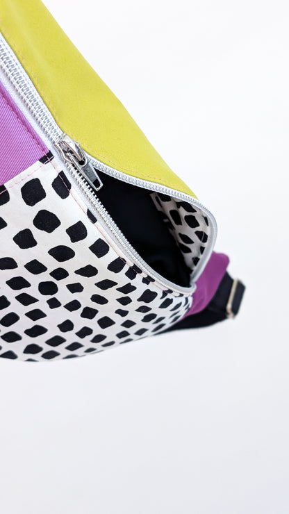 80s Hipbag Bauchtasche Cross Body Bag Tupfen Pastell Lavendel
