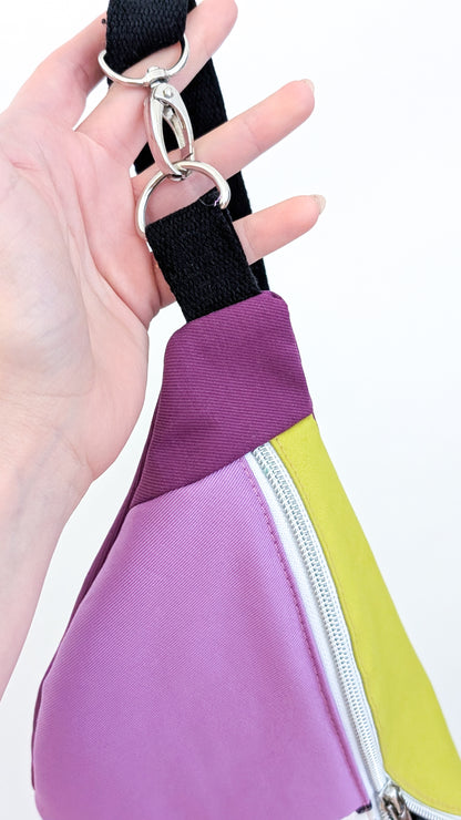 80s Hipbag Bauchtasche Cross Body Bag Tupfen Pastell Lavendel