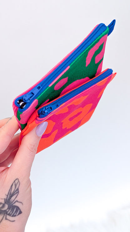 Bunte Colorblock Geldbörse Geldbeutel KNALLIGES LEO Zipper Blau