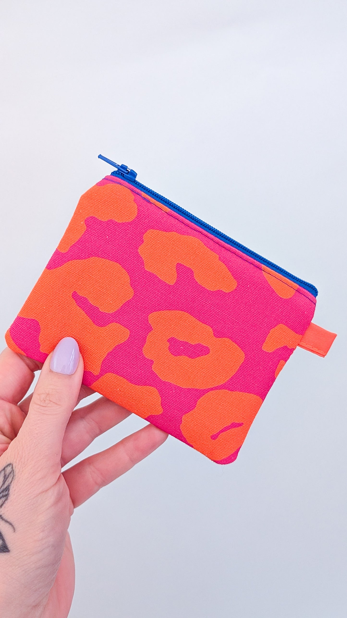 Bunte Colorblock Geldbörse Geldbeutel KNALLIGES LEO Pink/Orange