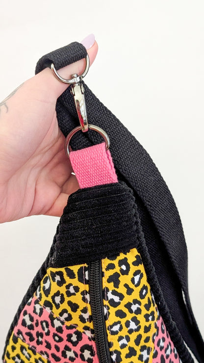 Zero Waste Bauchtasche Einzelstück Cord Gelb/Pink Leo