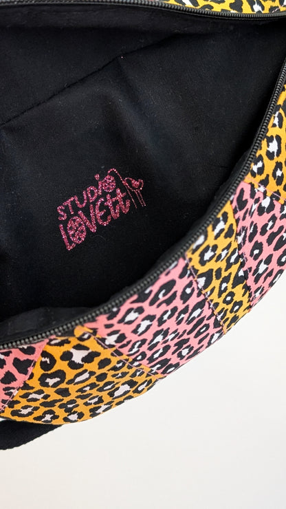 Zero Waste Bauchtasche Einzelstück Cord Gelb/Pink Leo