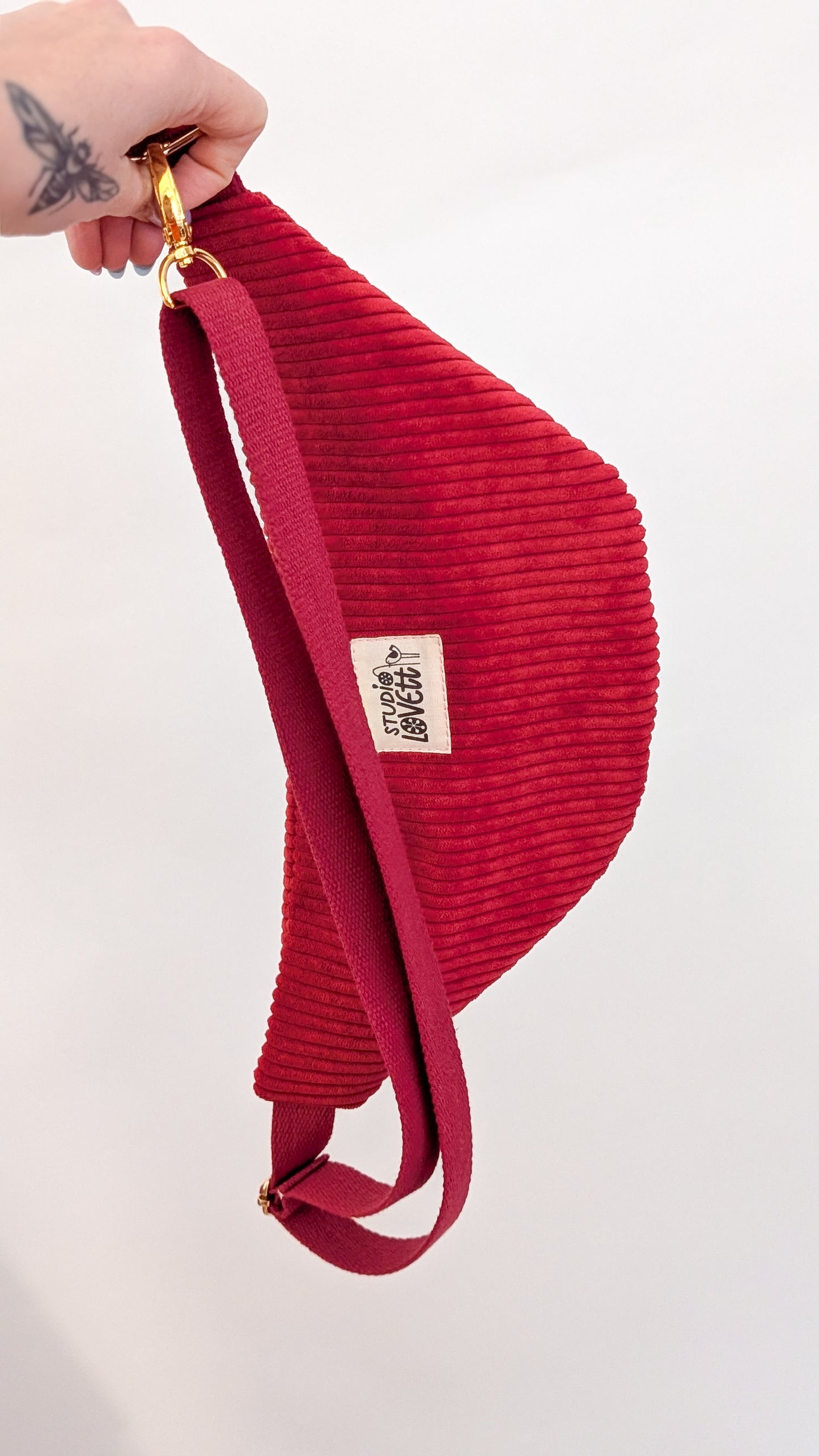 Zero Waste Bauchtasche Einzelstück Cord Rosa/Rot