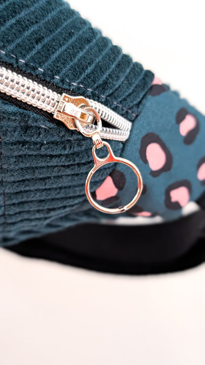 Zero Waste Bauchtasche Einzelstück Cord Rose/Petrol Leo