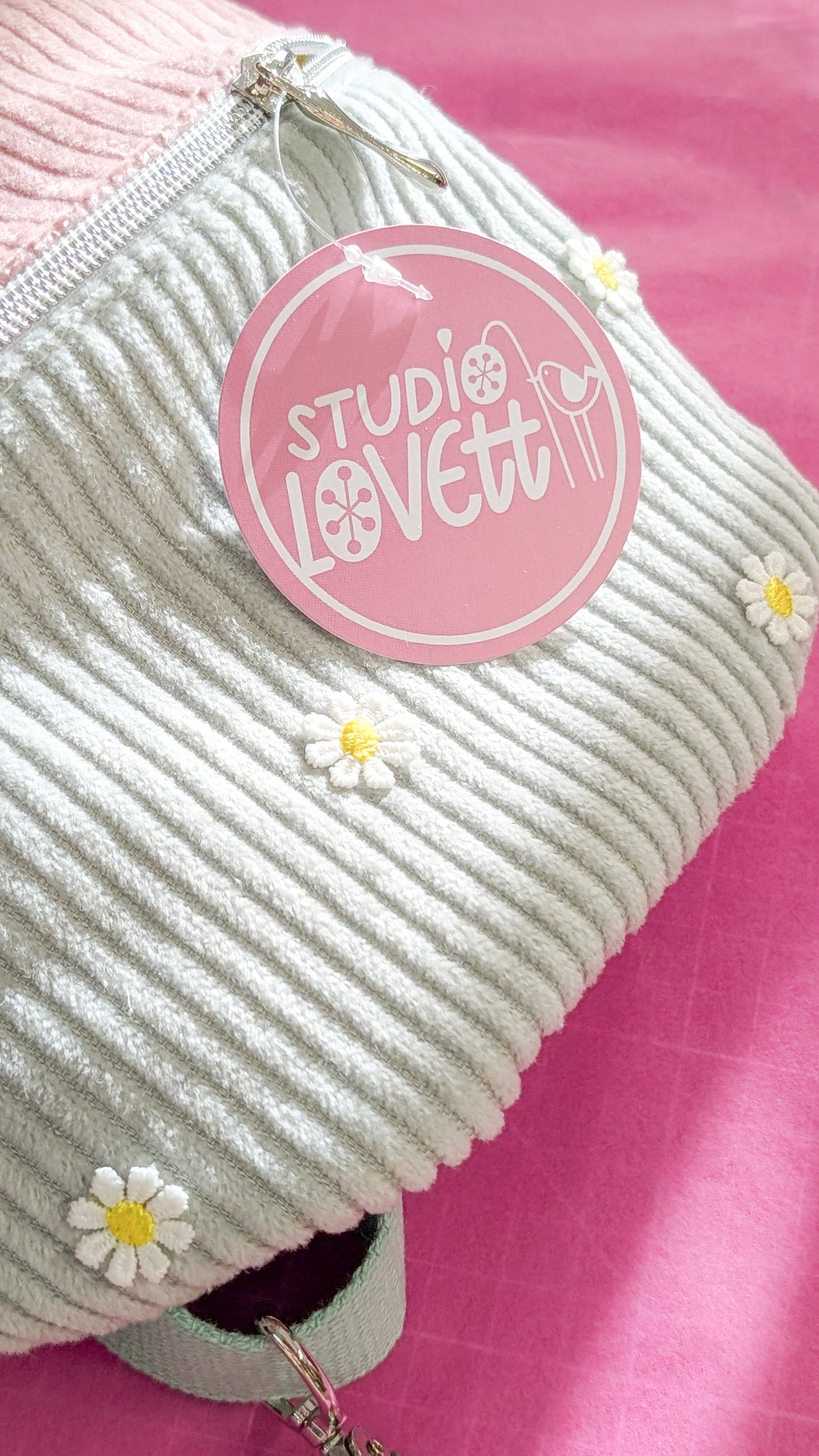 Pastell Colorblocking Cord Hipbag Bauchtasche Daisies Mint/Rosa/Gelb