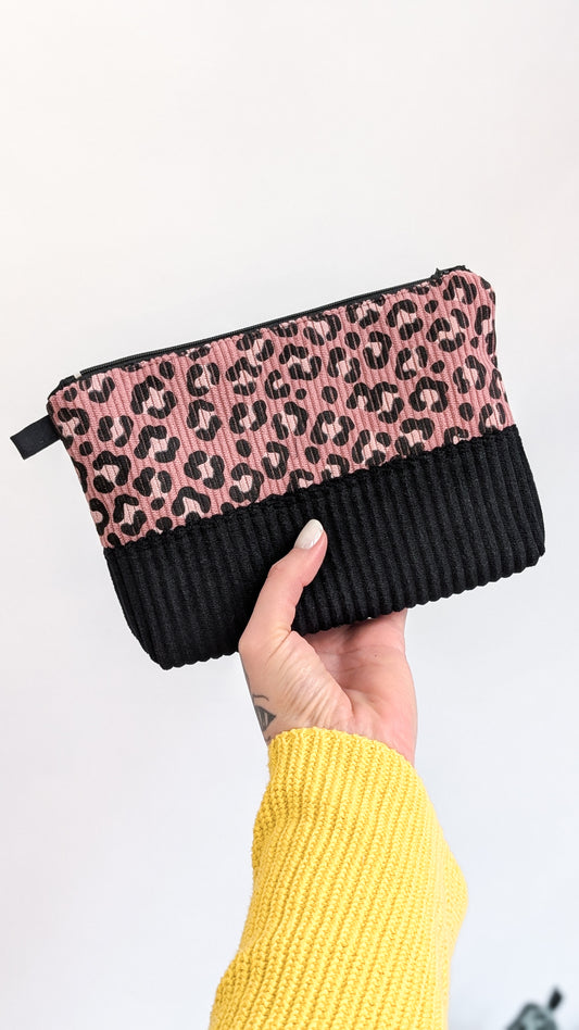 Colourblock Kosmetiktasche aus Cord Pastell LEO