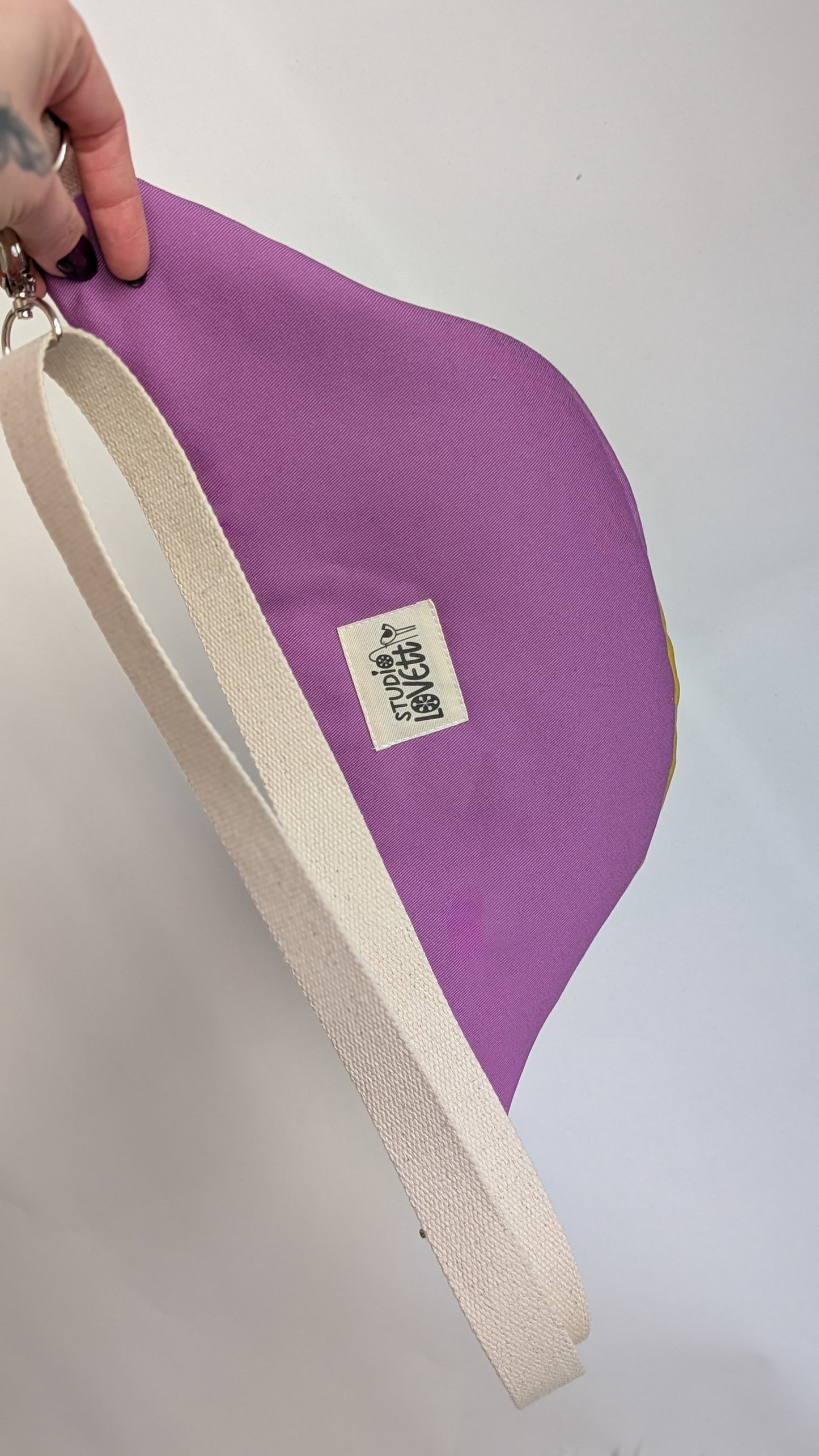 Bunte Colorblock Bauchtasche Cross Body Bag Lavendel + Chartreuse