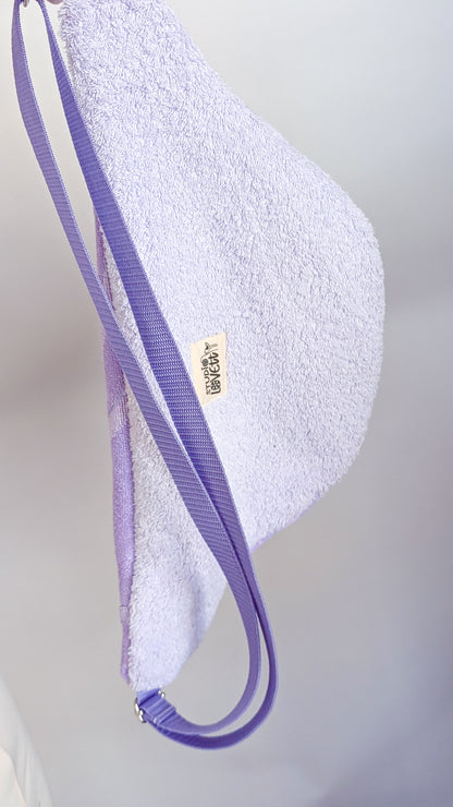 Upcycling XL Bauchtasche aus Vintage Handtuch Pastell Towel Bag Einzelstück Lila