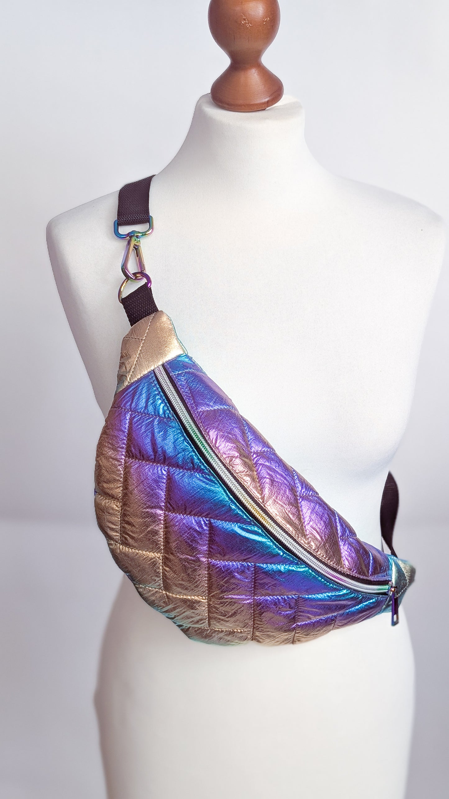 Holografische Rainbow 80s Bauchtasche Hipbag Stepper #3