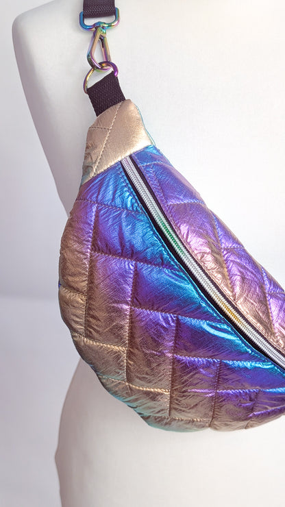 Holografische Rainbow 80s Bauchtasche Hipbag Stepper #3