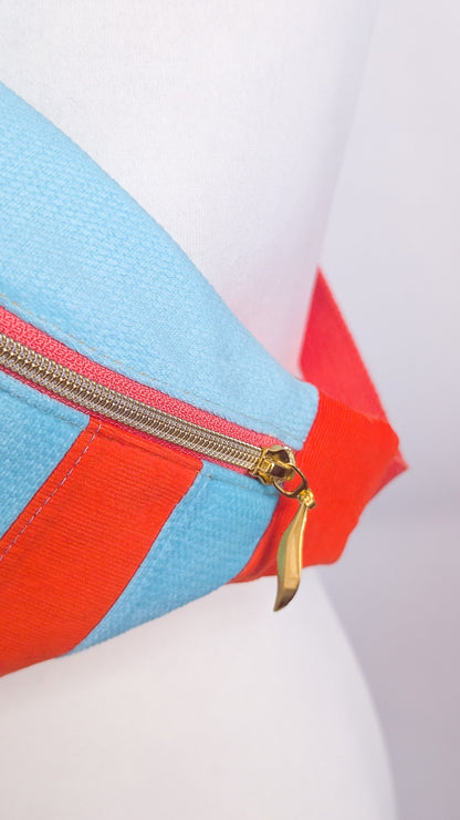 Cord Bauchtasche Patchwork Streifen Orange/Mint LIMITIERT