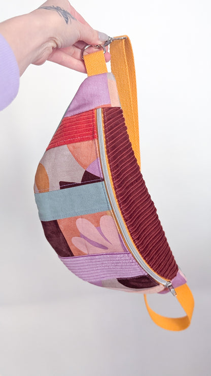 Zero Waste Bauchtasche Colorblocking Grafische Muster Cord EINZELSTÜCK