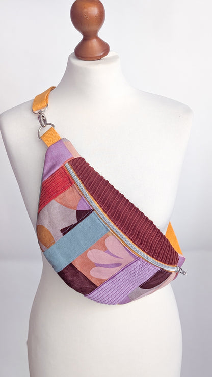 Zero Waste Bauchtasche Colorblocking Grafische Muster Cord EINZELSTÜCK