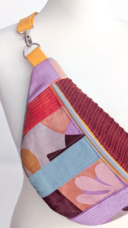 Zero Waste Bauchtasche Colorblocking Grafische Muster Cord EINZELSTÜCK