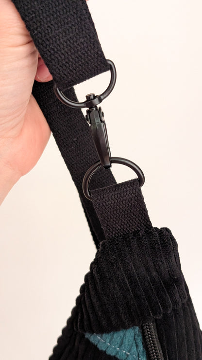 Zero Waste Cord Bauchtasche Colorblocking Schwarz/Petrol EINZELSTÜCK