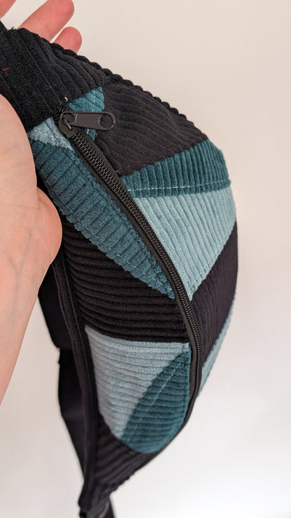 Zero Waste Cord Bauchtasche Colorblocking Schwarz/Petrol EINZELSTÜCK